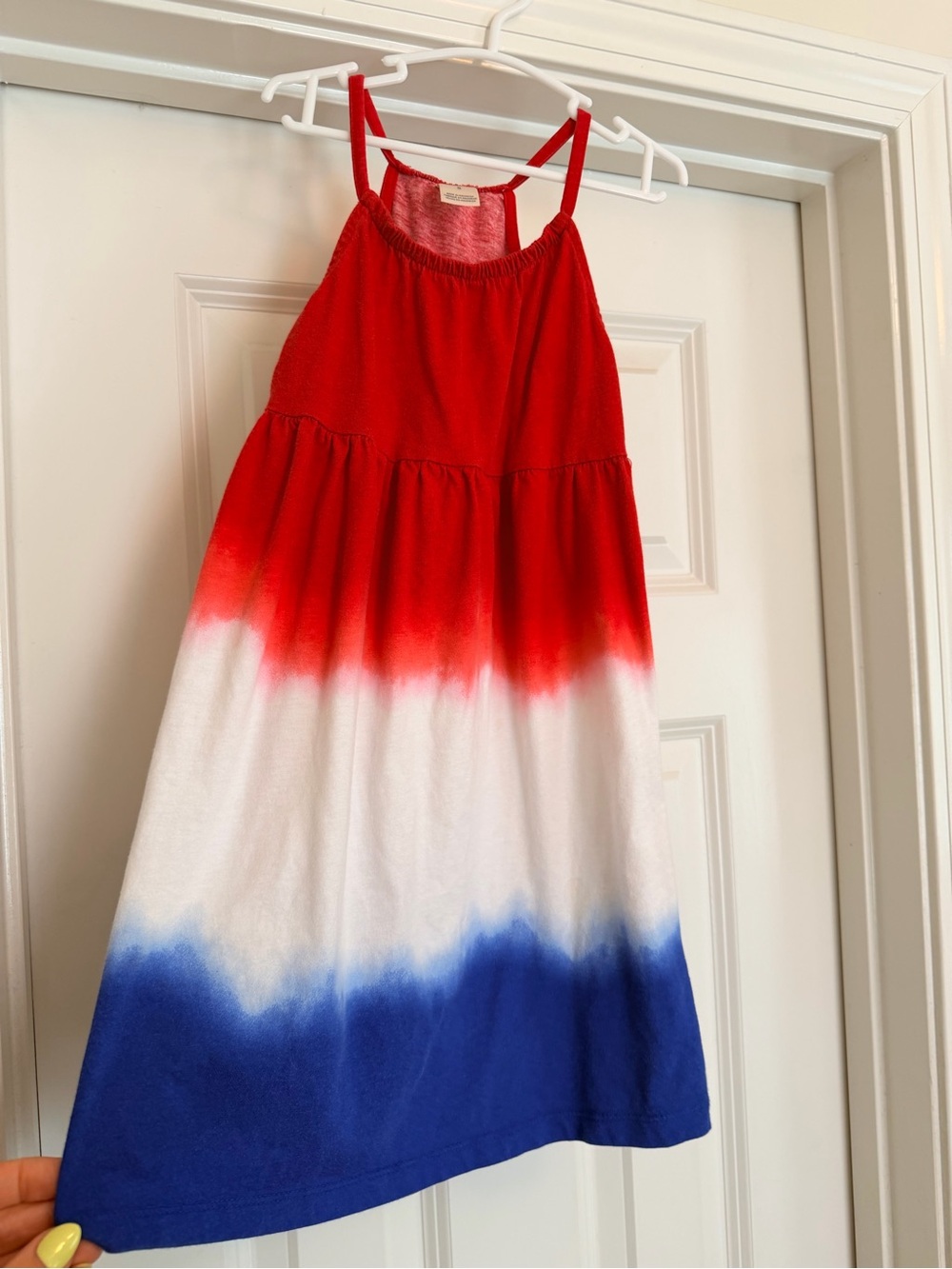OshKosh B'gosh Red White Blue Dip-Dye Strap Dress